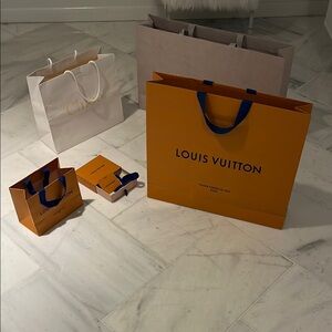 Louis Vuitton Orange and Blue Shopping Bags